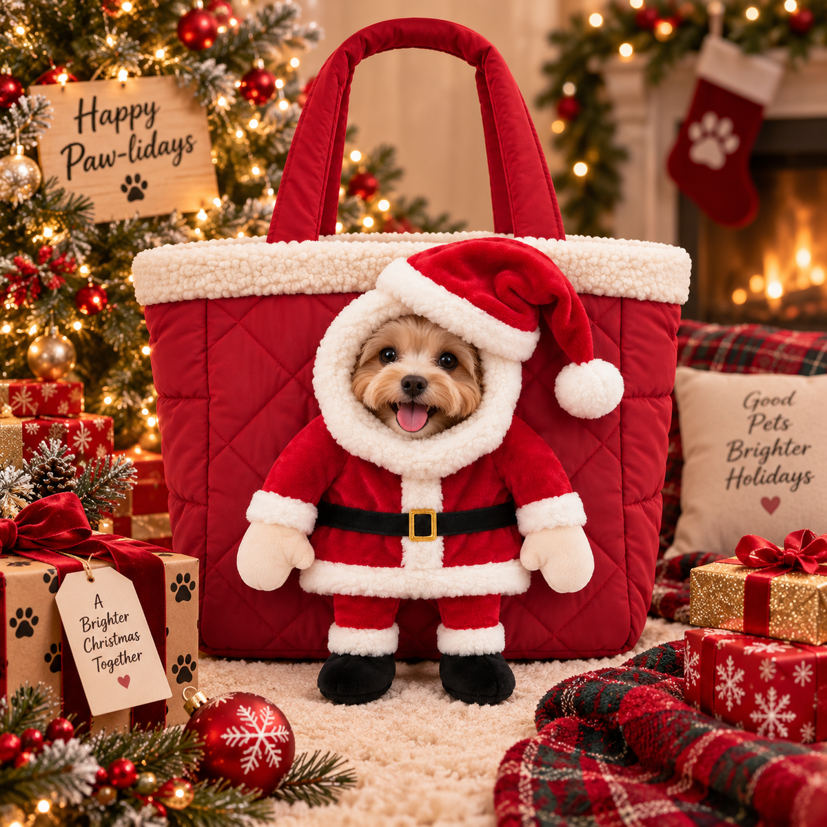 3D Christmas Head-Out Pet Carrier Bag