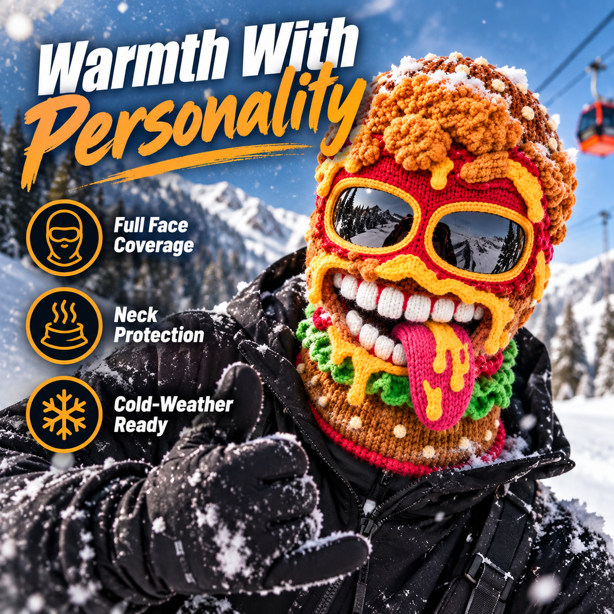 Funny Monster Ski Mask – 3D Knitted Balaclava