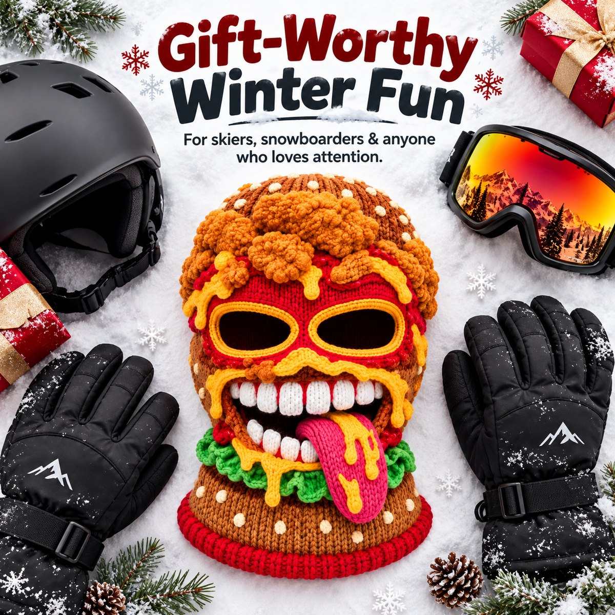 Funny Monster Ski Mask – 3D Knitted Balaclava