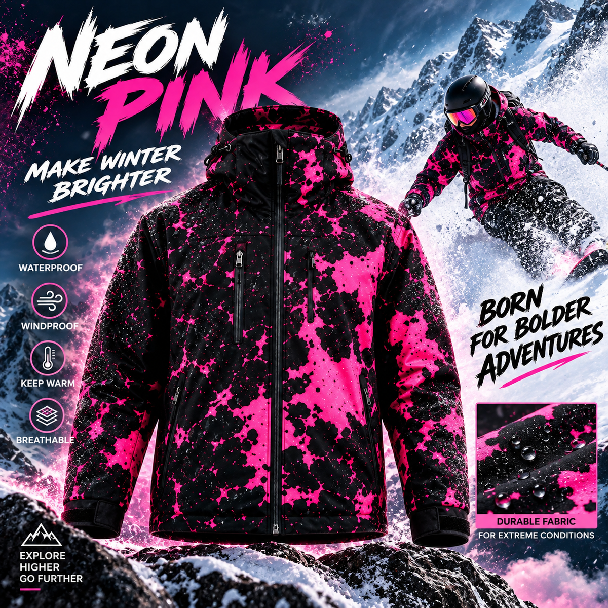 🔥Last Day 50% OFF-Color-Changing Snow Jacket – Water-Reactive Winter Coat with Hidden Pattern Reveal