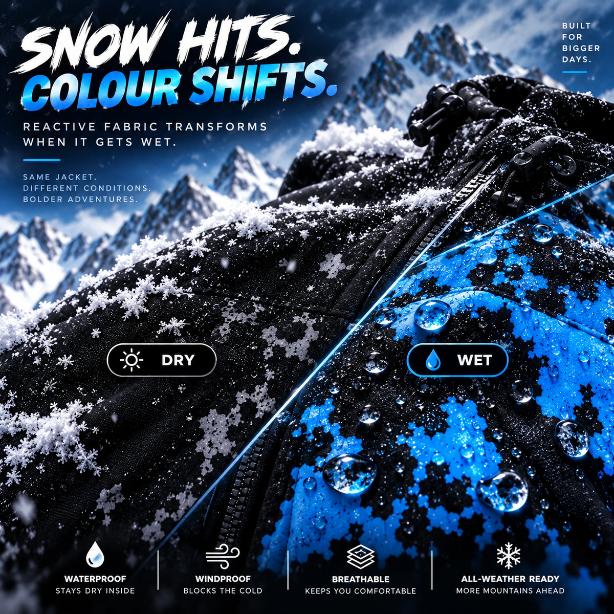 🔥Last Day 50% OFF-Color-Changing Snow Jacket – Water-Reactive Winter Coat with Hidden Pattern Reveal