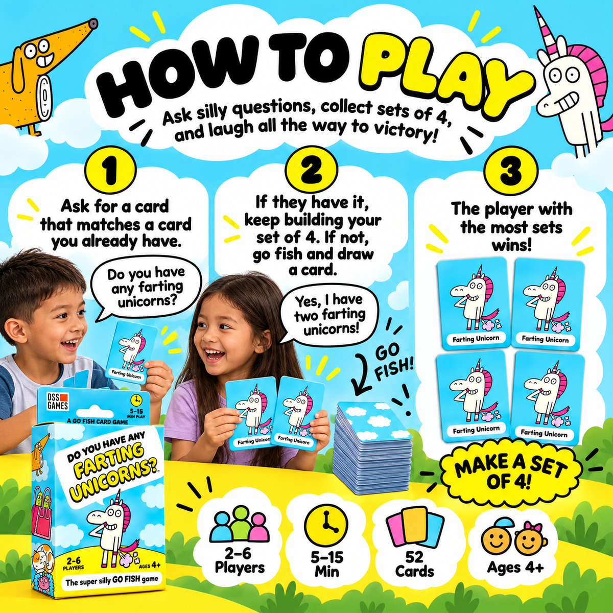 😂50% OFF Today! Super Silly Go Fish Card Game for Kids & Family Game Night
