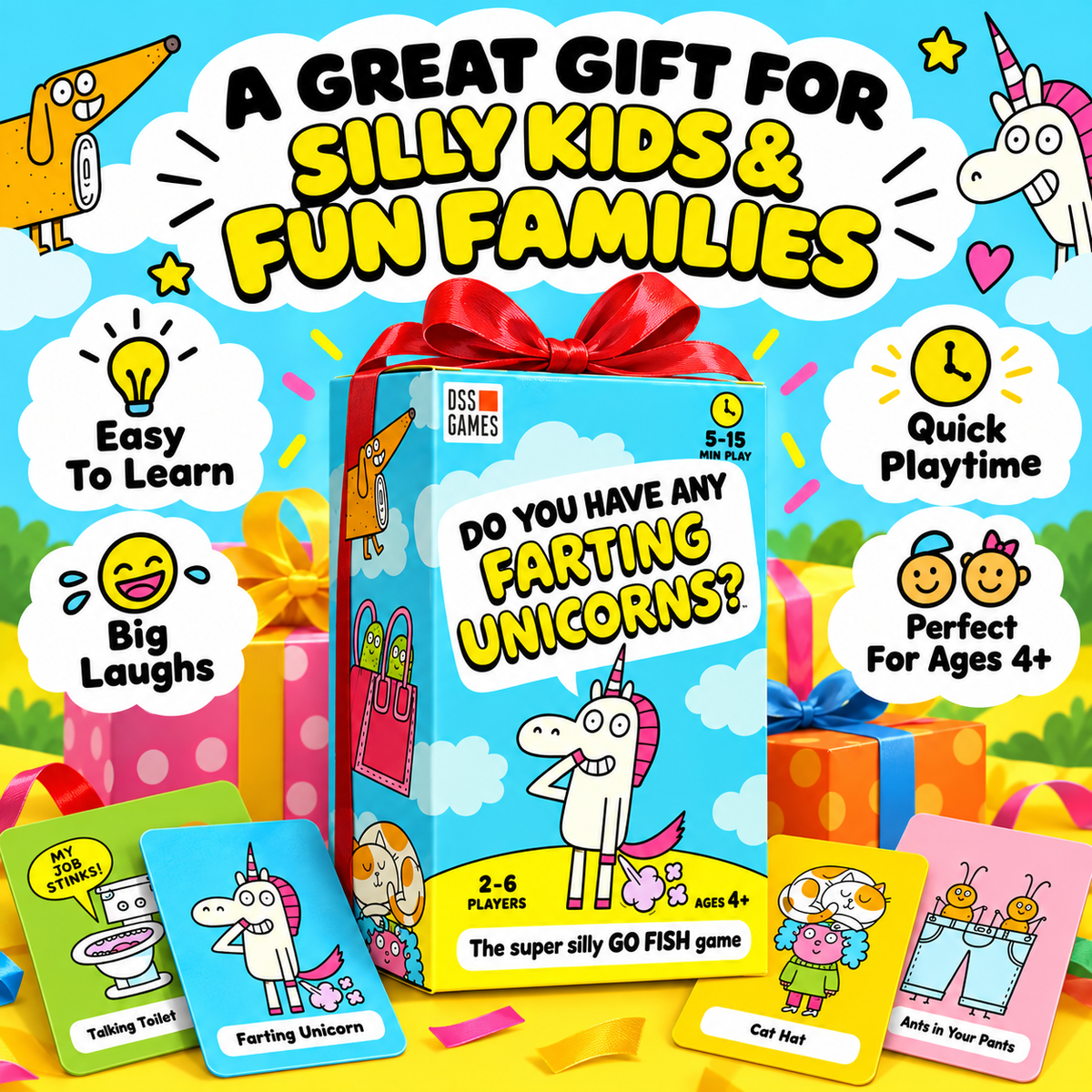 😂50% OFF Today! Super Silly Go Fish Card Game for Kids & Family Game Night