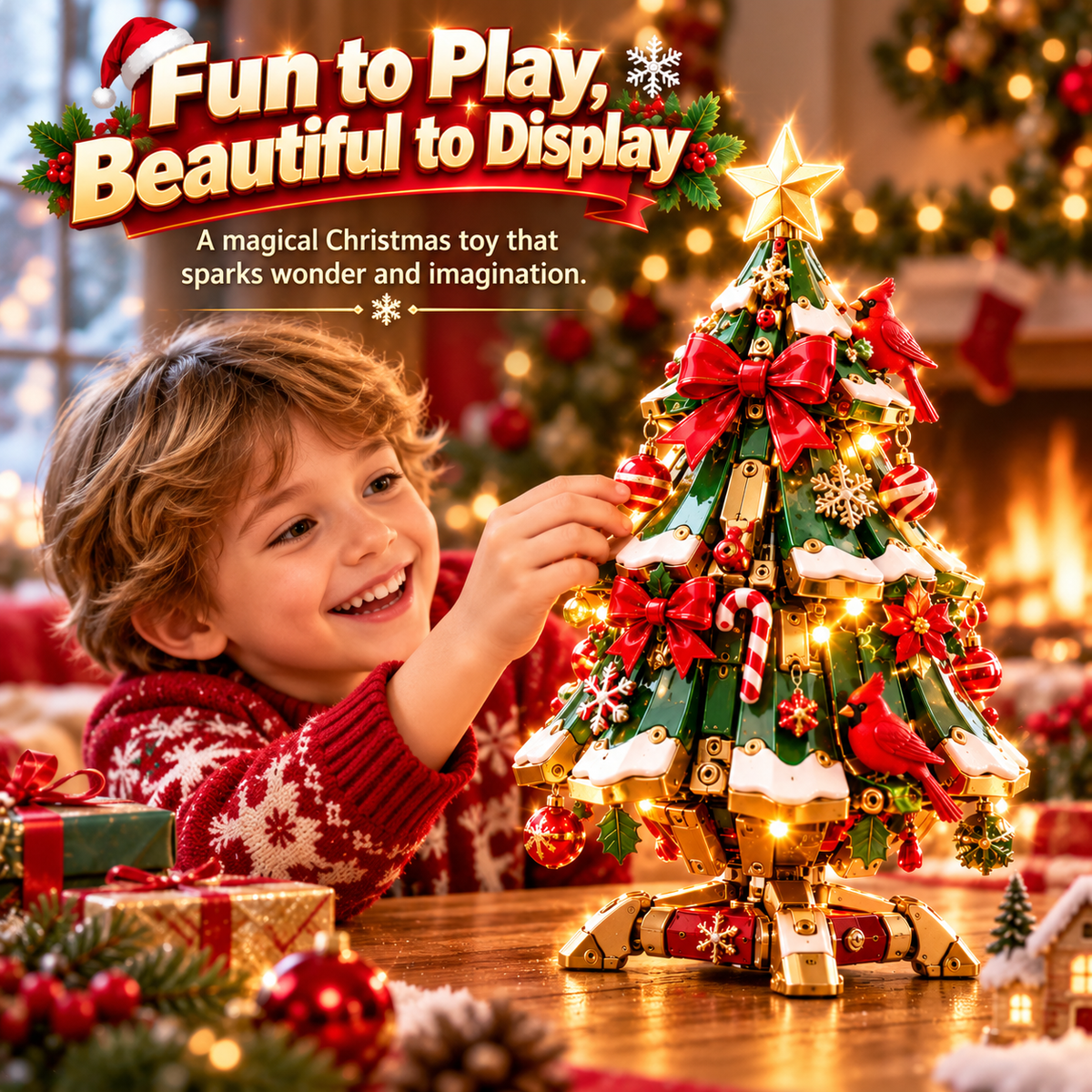 🔥 LAST DAY 49% OFF 🔥 Egg-to-Christmas Tree™ Magical Transforming Toy – Cardinal Christmas Tree Holiday Gift 🎄🎁✨