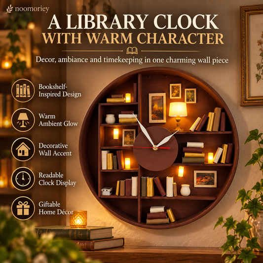 🔥Last Day 50% OFF – Miniature Library Wall Clock – Vintage Bookshelf-Inspired Decorative Clock for Book Lovers