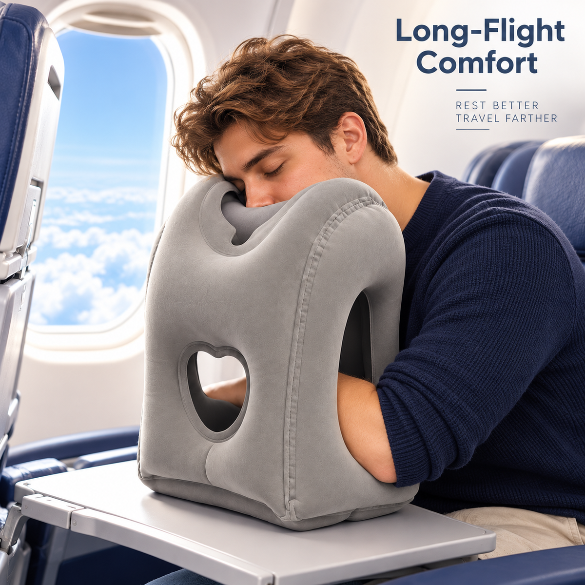 🔥Last Day 50% OFF-Inflatable Airplane Sleep Pillow – Sleep Better on Every Flight