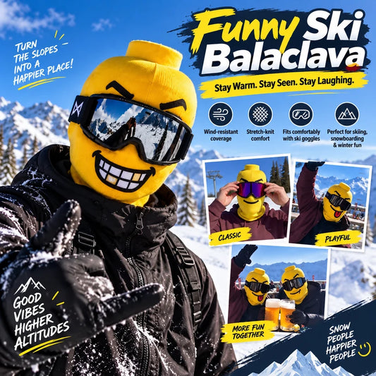😜Funny Face Ski Balaclava – Cosy Knitted Winter Mask for Skiing & Snowboarding | Mask Only