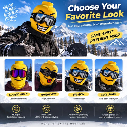 😜Funny Face Ski Balaclava – Cosy Knitted Winter Mask for Skiing & Snowboarding | Mask Only