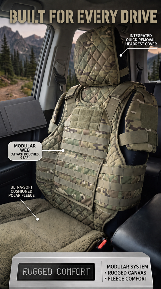 🚙Rugged Car Seat Cover – Tactical Storage, Seat Protection & All‑Day Comfort