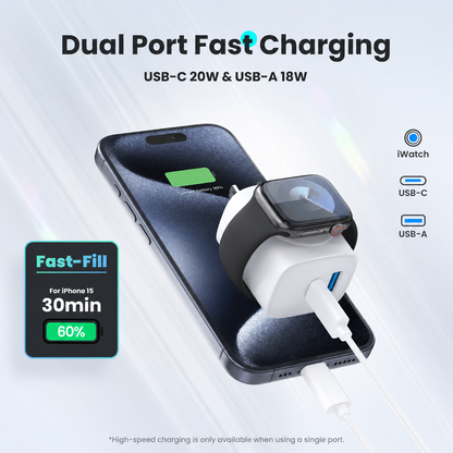 🔋 3-in-1 Apple Watch Magnetic Charger – USB-C & USB-A Fast Wall Charger