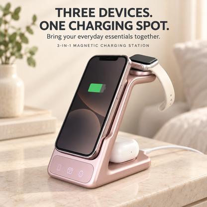 ⚡ 3-in-1 Magnetic Charging Station with Detachable Phone Charging Module