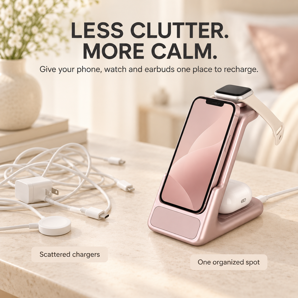 ⚡ 3-in-1 Magnetic Charging Station with Detachable Phone Charging Module