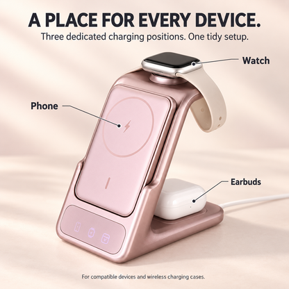 ⚡ 3-in-1 Magnetic Charging Station with Detachable Phone Charging Module