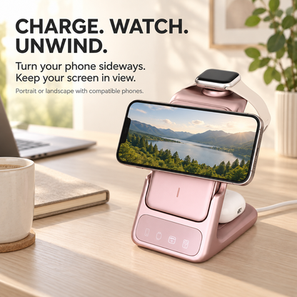 ⚡ 3-in-1 Magnetic Charging Station with Detachable Phone Charging Module