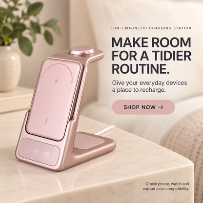 ⚡ 3-in-1 Magnetic Charging Station with Detachable Phone Charging Module
