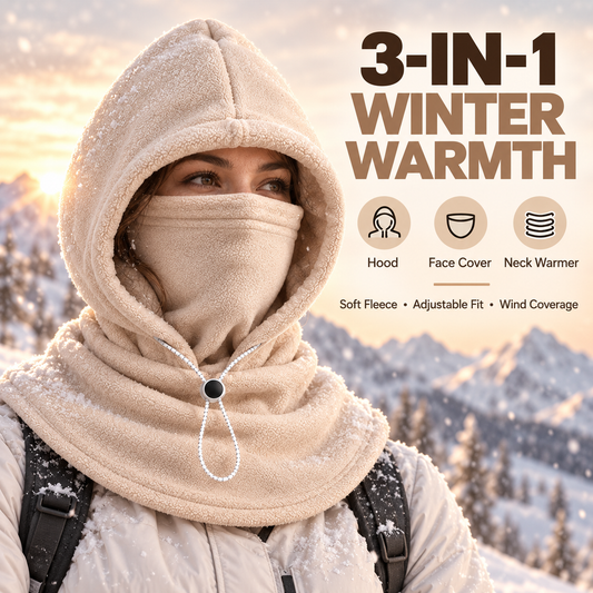 🔥 Pasamontañas polar 3 en 1 para invierno 🧣❄️ Cubre rostro, orejas y cuello