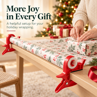 🔥Christmas Best Seller! 🎁 Gift-Wrapping Made Easy – Hands-Free Wrapping Paper Holder & Tape Dispenser ✨