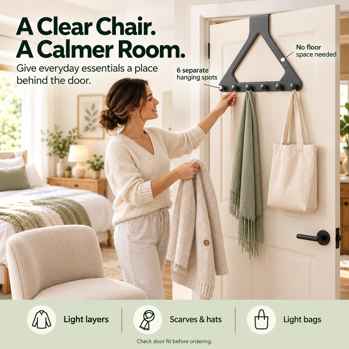 🔥Last day 50% OFF-6-Hook Over-the-Door Organizer – No-Drill Space-Saving Hanging Rack ✨
