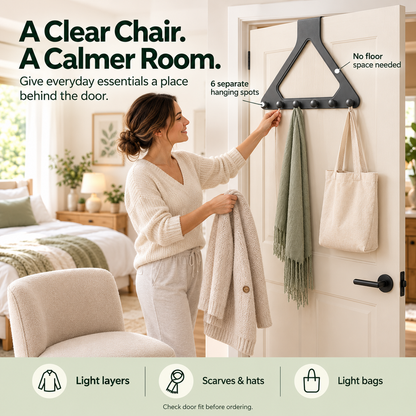 🔥Last day 50% OFF-6-Hook Over-the-Door Organizer – No-Drill Space-Saving Hanging Rack ✨
