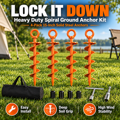 Hot sales🔥Heavy Duty 15-Inch Spiral Ground Anchors with Drill Adapter