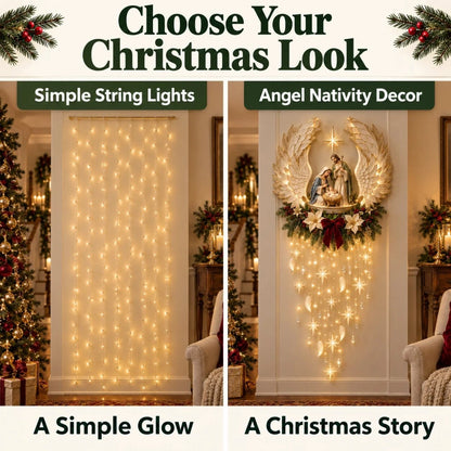 Angel’s Embrace Nativity Wall Light – Lighted Angel Wings Christmas Wall Decor