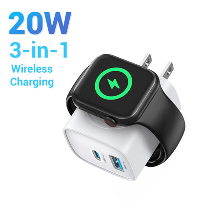 🔋 3-in-1 Apple Watch Magnetic Charger – USB-C & USB-A Fast Wall Charger