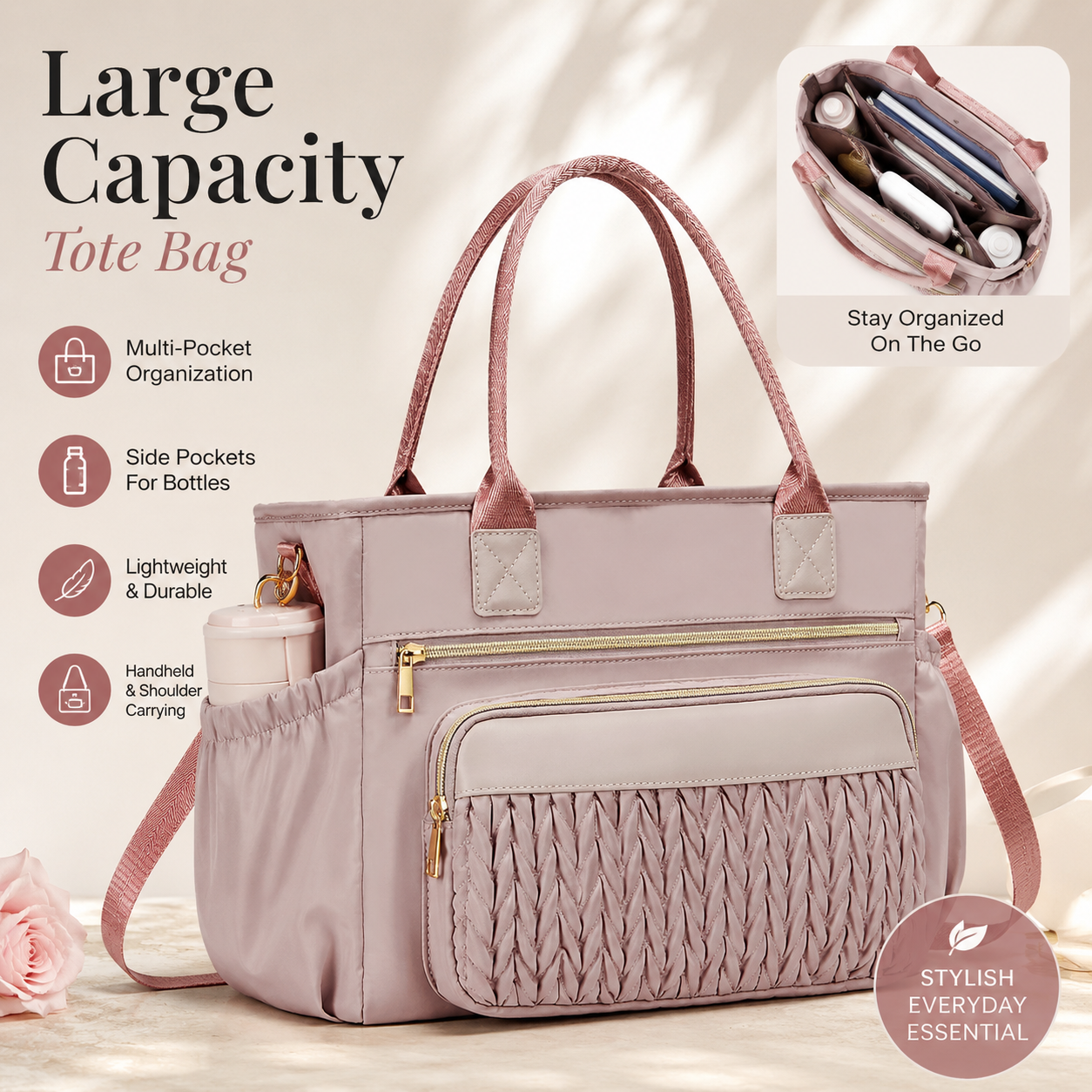 🥗 Large Capacity Insulated Lunch Tote – Leakproof Multi-Pocket Lunch Bag for Women