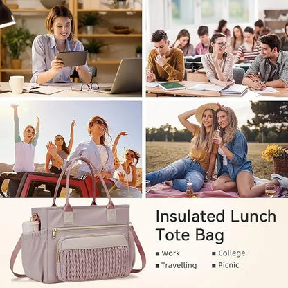 🥗 Large Capacity Insulated Lunch Tote – Leakproof Multi-Pocket Lunch Bag for Women