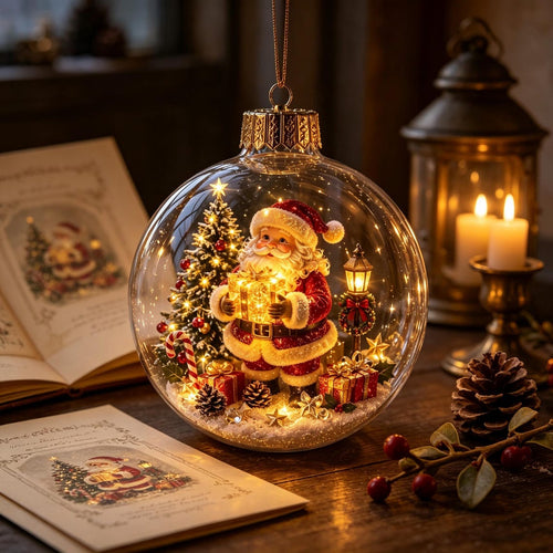 🎄 Lighted 3D Christmas Globe Ornament – Warm LED Mini Winter Scene Holiday Decor