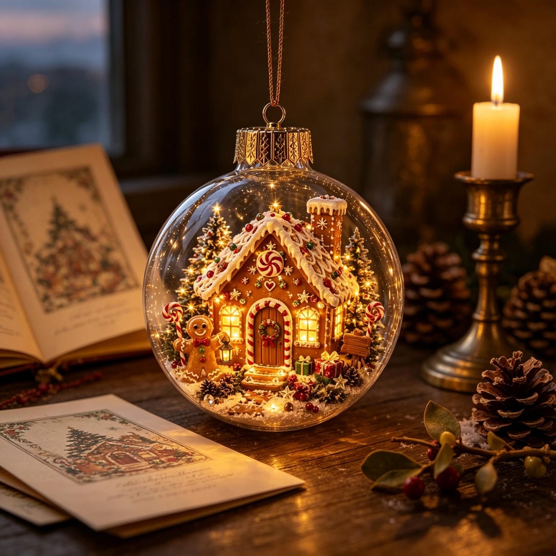 🎄 Lighted 3D Christmas Globe Ornament – Warm LED Mini Winter Scene Holiday Decor