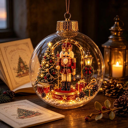 🎄 Lighted 3D Christmas Globe Ornament – Warm LED Mini Winter Scene Holiday Decor
