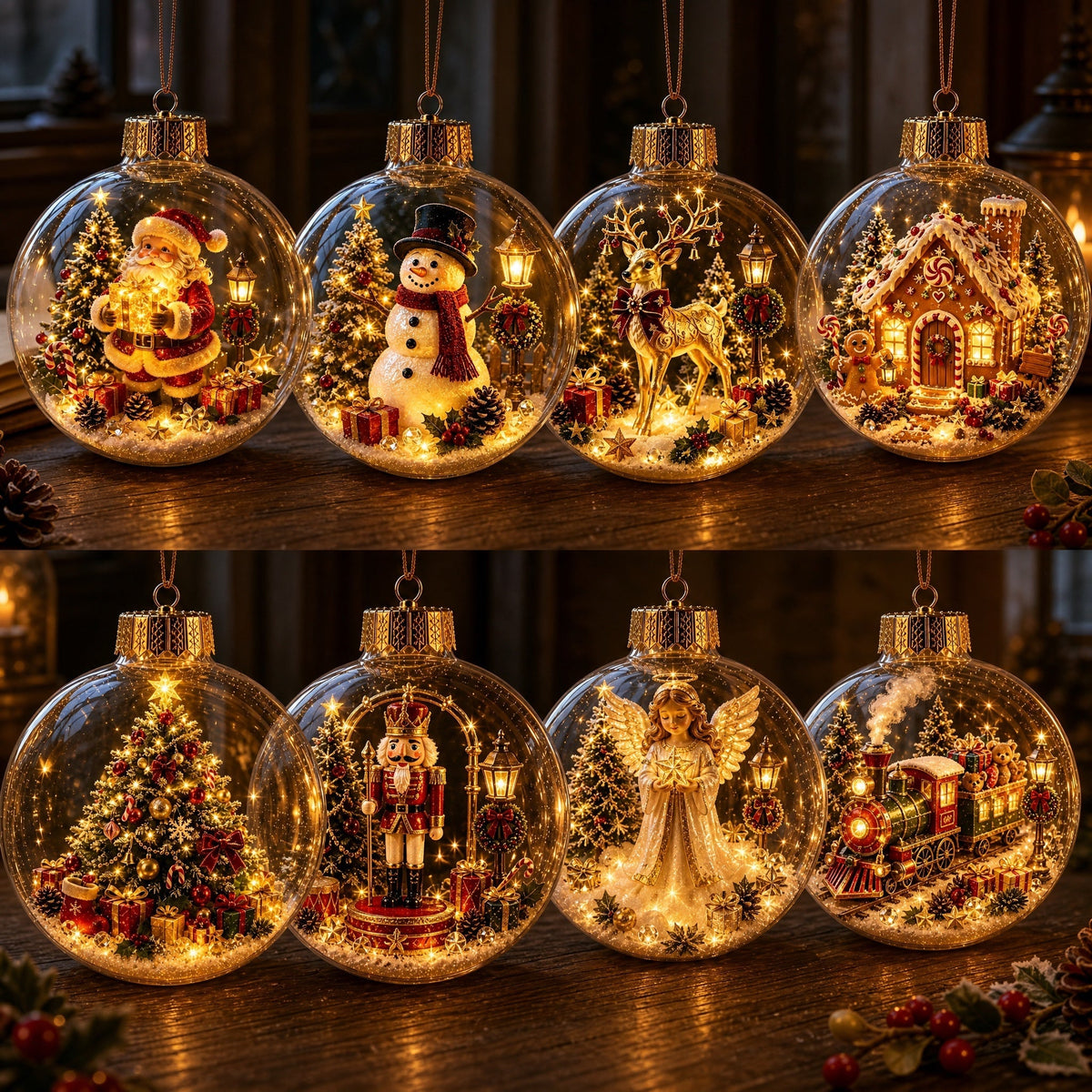 🎄 Lighted 3D Christmas Globe Ornament – Warm LED Mini Winter Scene Holiday Decor