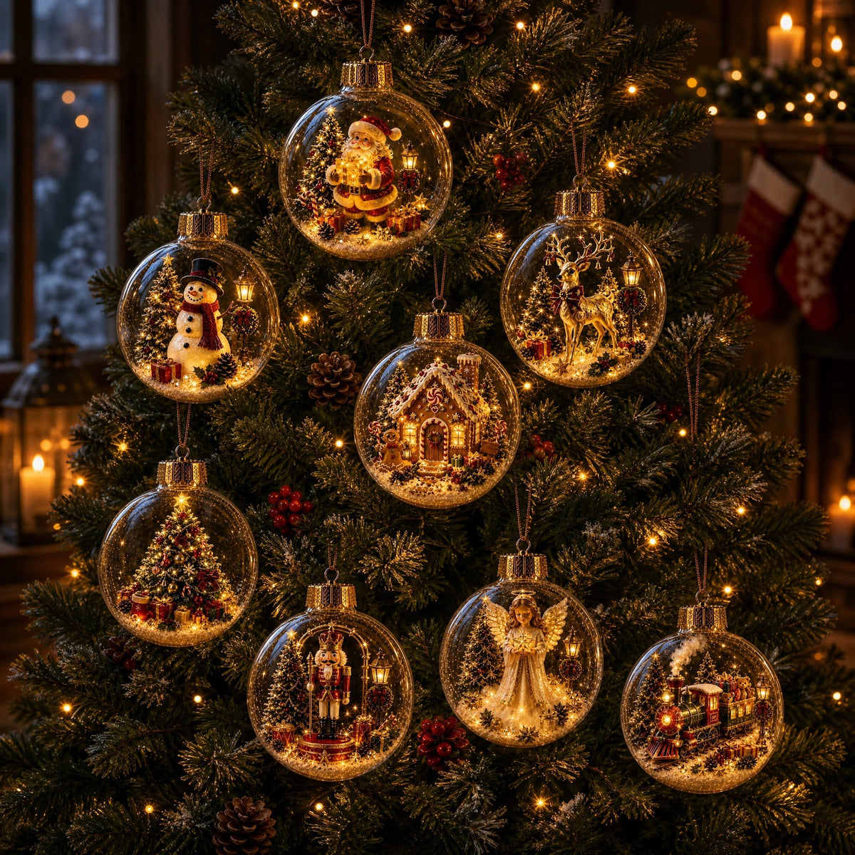 🎄 Lighted 3D Christmas Globe Ornament – Warm LED Mini Winter Scene Holiday Decor