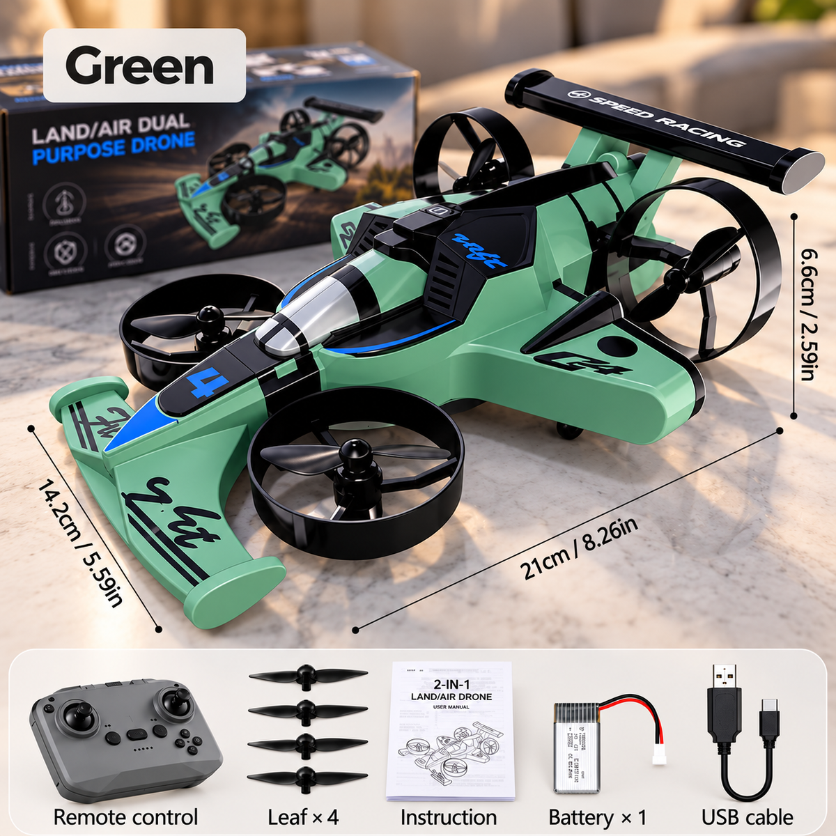2-in-1 Fly & Drive RC Car Drone – Race on the Ground, Take Off Into the Air