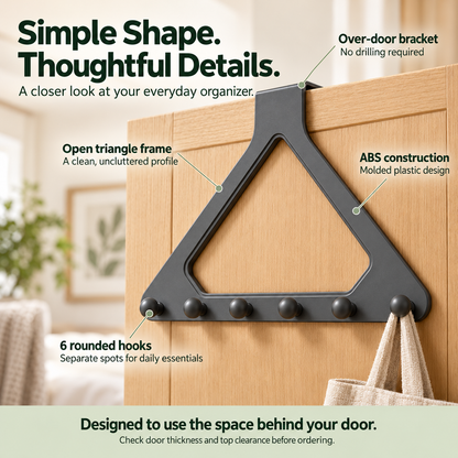 🔥Last day 50% OFF-6-Hook Over-the-Door Organizer – No-Drill Space-Saving Hanging Rack ✨