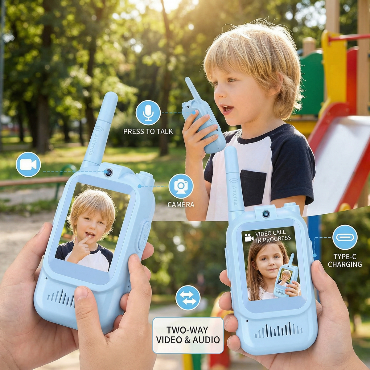💫Kids Video Walkie Talkie Set (2-Pack) – Intercom with Camera & Screen