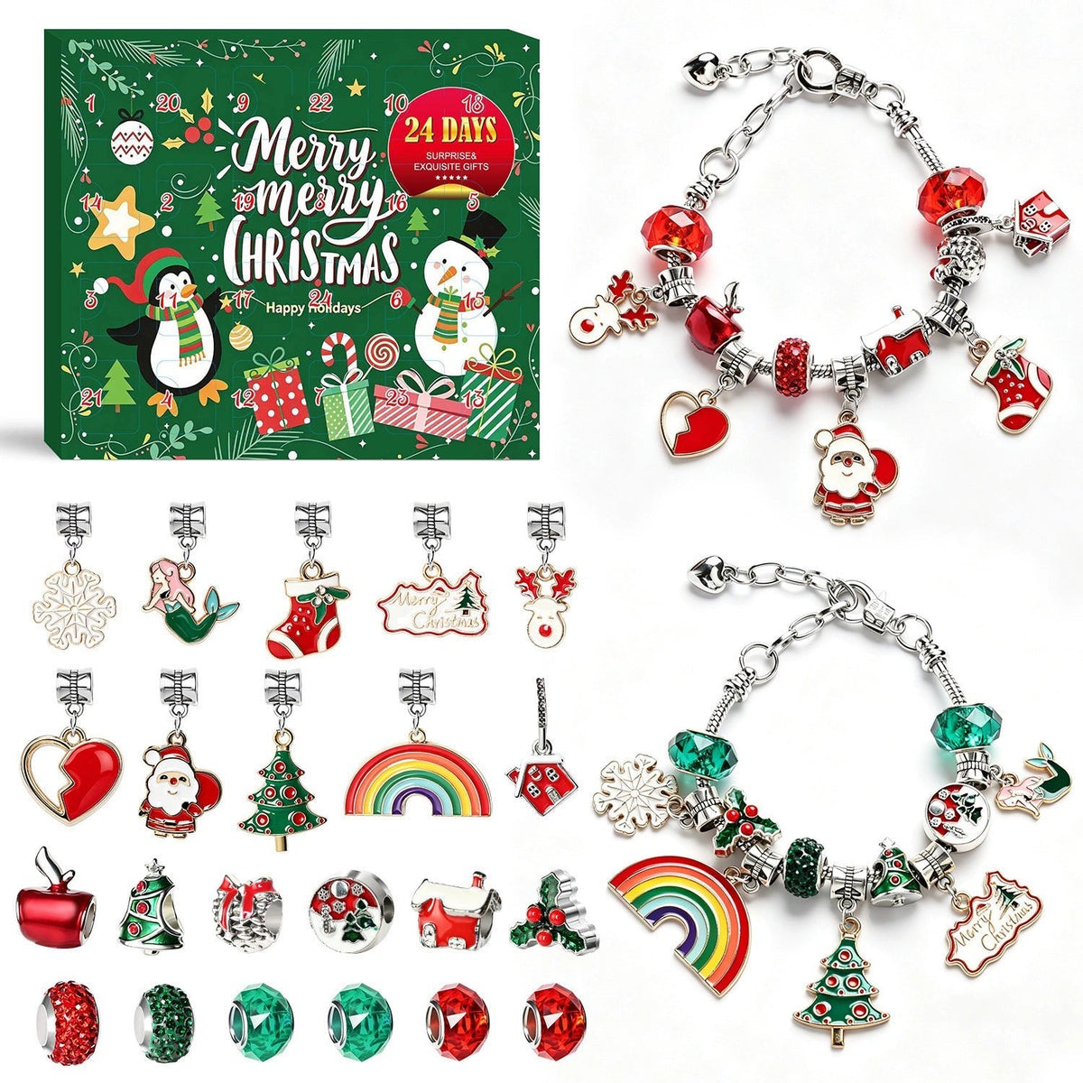 🔥Last day 50% OFF🎄24-Day Christmas DIY Charm Bracelet Advent Calendar🎁