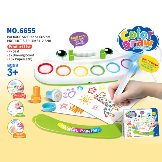FELICIDAD ENVUELTA EN TERNURA Set de dibujo con agua mágica y pincel luminoso | Kit de arte con láminas reutilizables para pintar para niños | Juguete de pintura DIY para aprender y crear