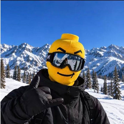 🔥Last Day 50% OFF🏂Funny Yellow Block-Head Ski Mask – Full Face Winter Balaclava for Skiing & Snowboarding