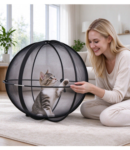 Portable Pop-Up Cat Playpen with Breathable Mesh and Foldable Design