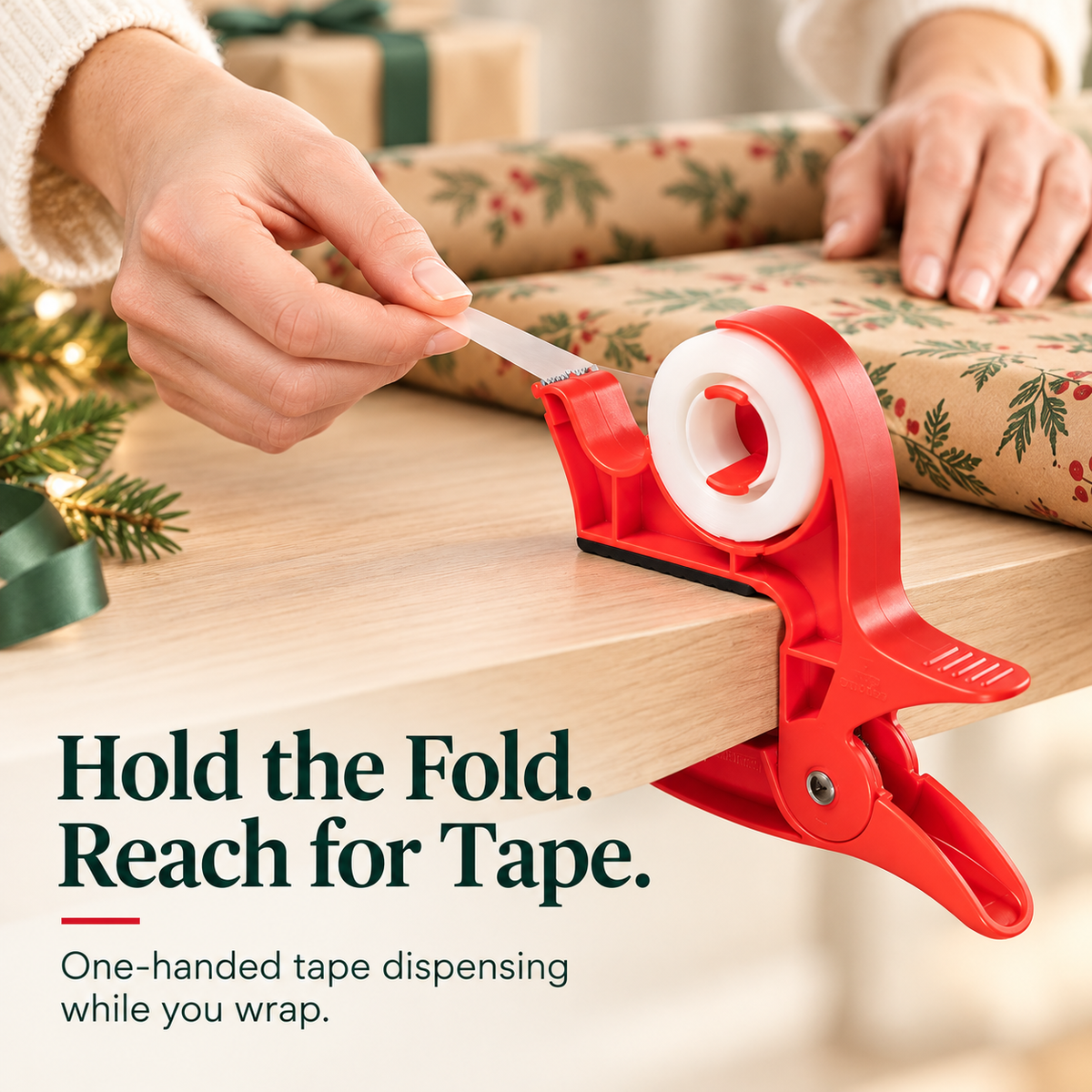 🔥Christmas Best Seller! 🎁 Gift-Wrapping Made Easy – Hands-Free Wrapping Paper Holder & Tape Dispenser ✨