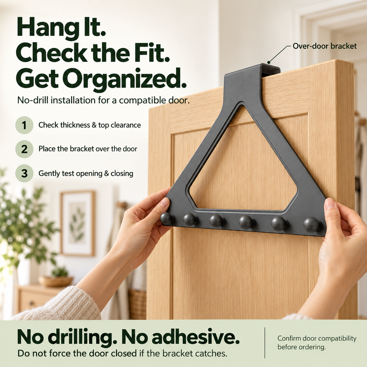 🔥Last day 50% OFF-6-Hook Over-the-Door Organizer – No-Drill Space-Saving Hanging Rack ✨