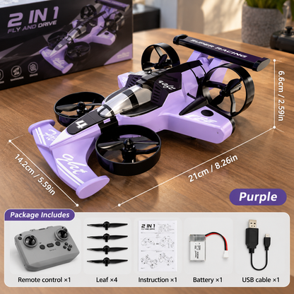 2-in-1 Fly & Drive RC Car Drone – Race on the Ground, Take Off Into the Air