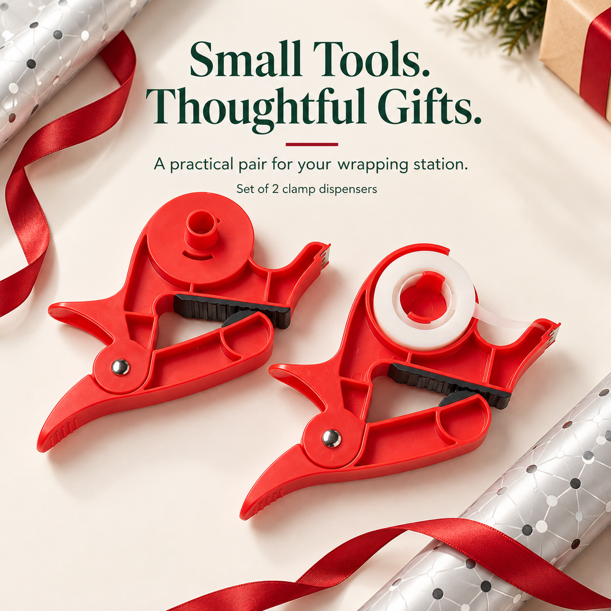 🔥Christmas Best Seller! 🎁 Gift-Wrapping Made Easy – Hands-Free Wrapping Paper Holder & Tape Dispenser ✨