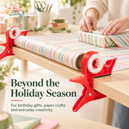 🔥Christmas Best Seller! 🎁 Gift-Wrapping Made Easy – Hands-Free Wrapping Paper Holder & Tape Dispenser ✨