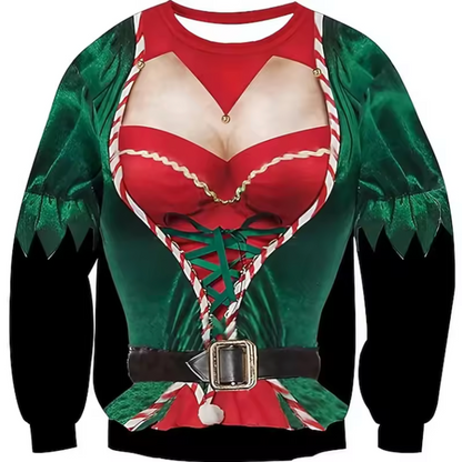 Funny 3D Christmas Illusion Sweater – Ugly Holiday Party Pullover, Festive Novelty Gift for Men & Women