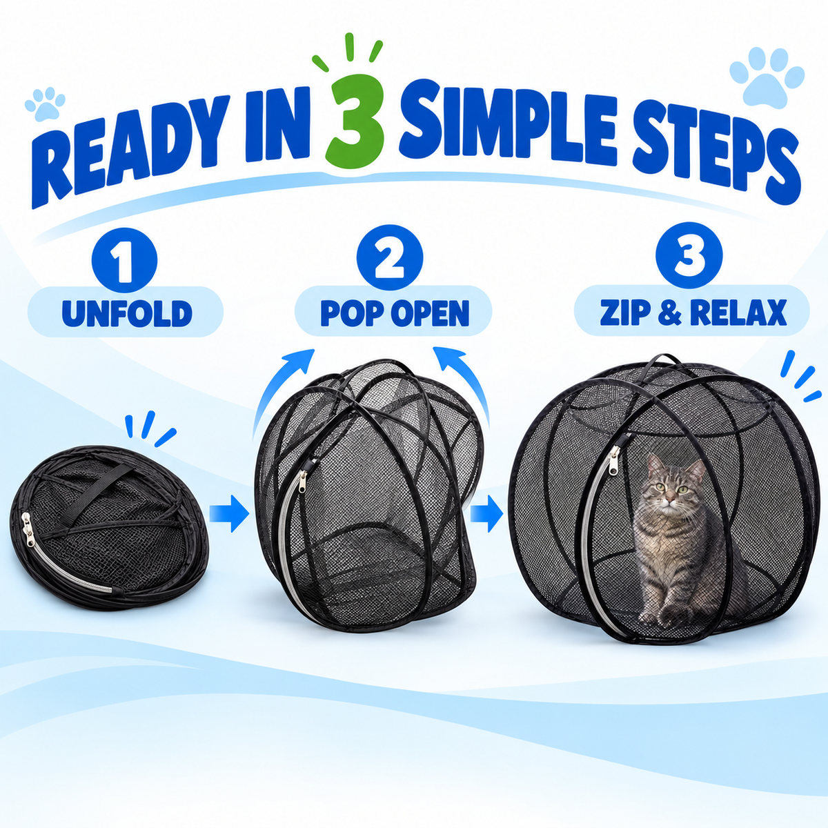 🔥Last Day 50% OFF-Pop-Up Mesh Cat Playpen – Roomy 32-Inch Indoor & Outdoor Enclosure