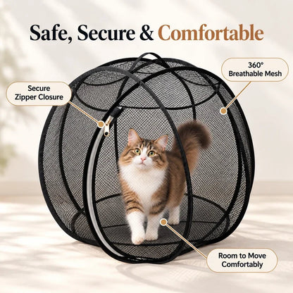 Portable Pop-Up Cat Playpen with Breathable Mesh and Foldable Design