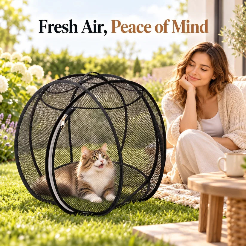Portable Pop-Up Cat Playpen with Breathable Mesh and Foldable Design