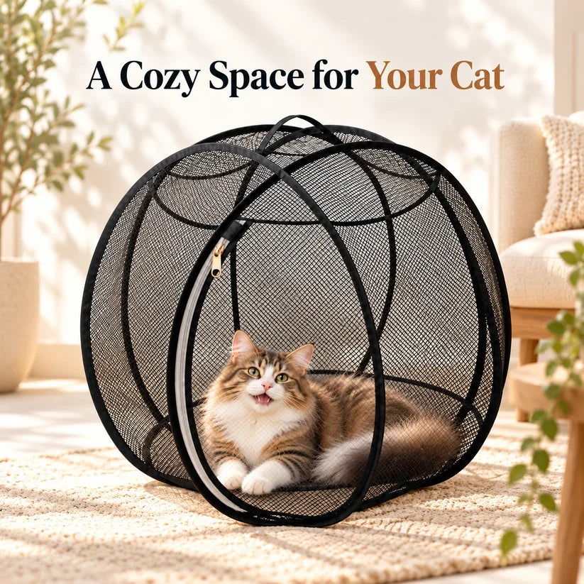Portable Pop-Up Cat Playpen with Breathable Mesh and Foldable Design